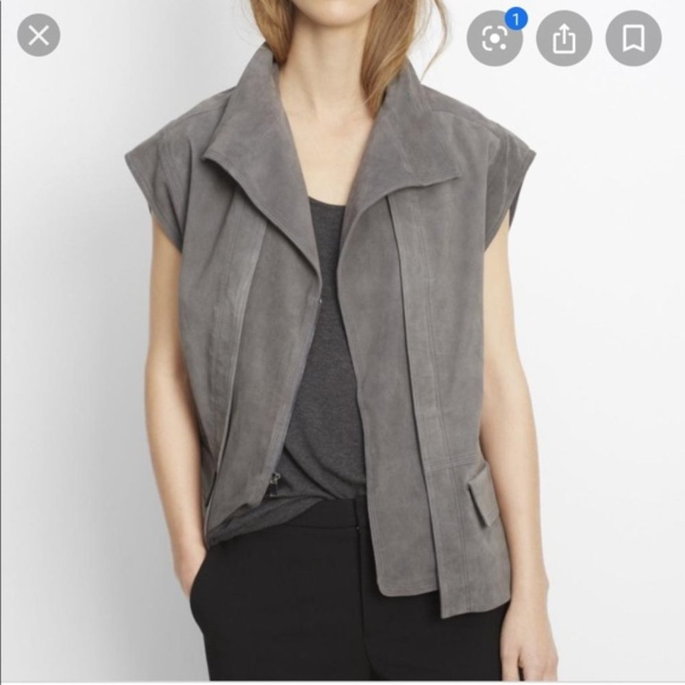 Vince Grey Nubuck Suede Leather V329290847 Vest